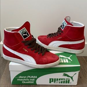 Puma Red Suede Clyde High Top Sneaker